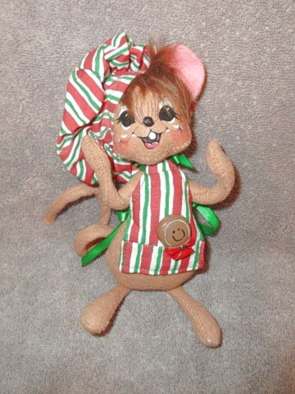 Annalee Baker Mouse Girl Doll 8" Cookie Candy Stripe Chef Hat Whimsical 2003 USA